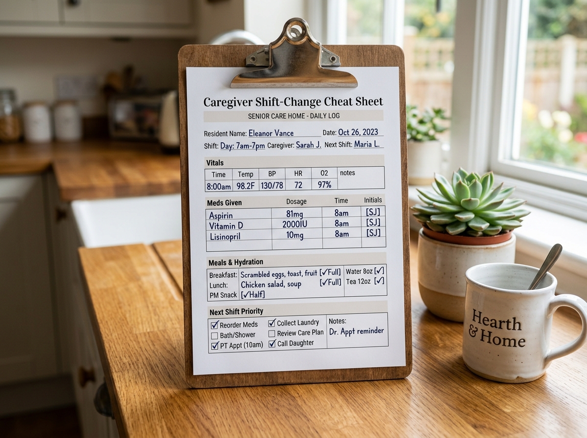Shift-Change Caregiver Daily Log